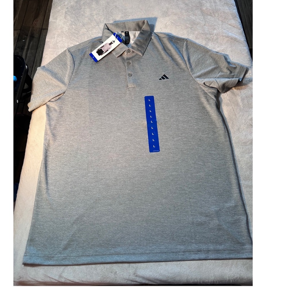 Adidas Mens Value Polo 2 Grey Heather Short Sleeve Golf Shirt KG9138 Size L